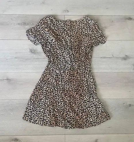 H&M Leopard Summer Short Sleeve Floral Slim Mini Beach Cocktail Party Dress Sexy