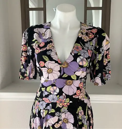 AFRM Floral Open Back Maxi Dress, Noir Summer Bouquet Size S New w/Tag $148