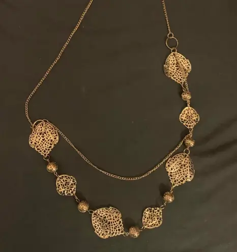 New Metal Gold Leaf Necklace & Earring Jewelry Set