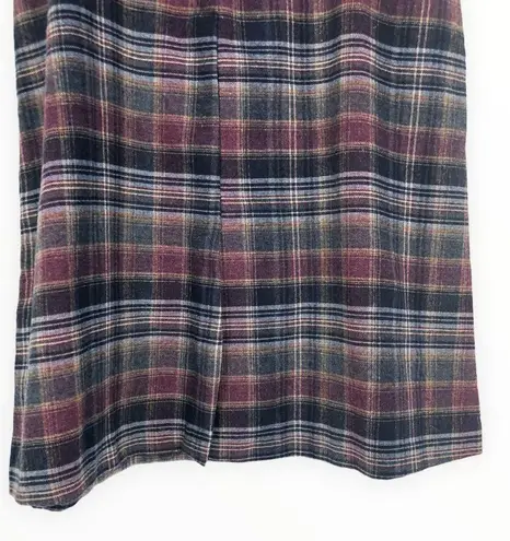70’s Vintage Wool Blend Blue Purple Plaid Midi Skirt Deadstock Waist size 32 Size L