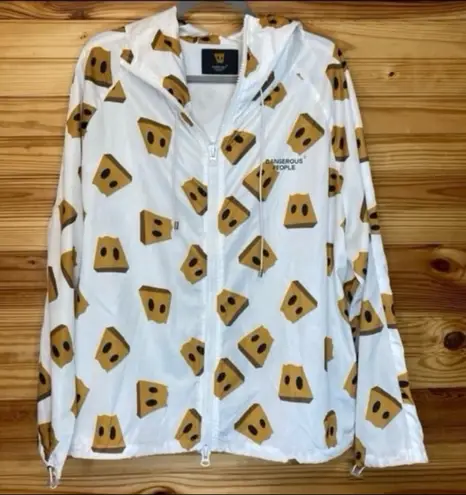 Dangerous people bag head windbreaker zip up jacket large White