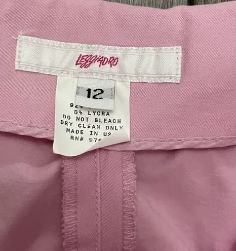 Leggiadro Bubblegum Pink Stretch Ankle Cropped Pants Classic Side Zip Size 12