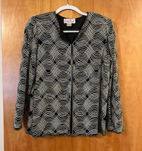 Laurence Kazar 100% Silk Sequin Beaded Evening Blazer Jacket Vintage Medium