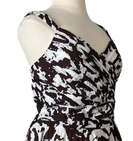 Ashley Stewart Dress Surplice Top Fit Flare Cotton Brown White Women’s Size 18