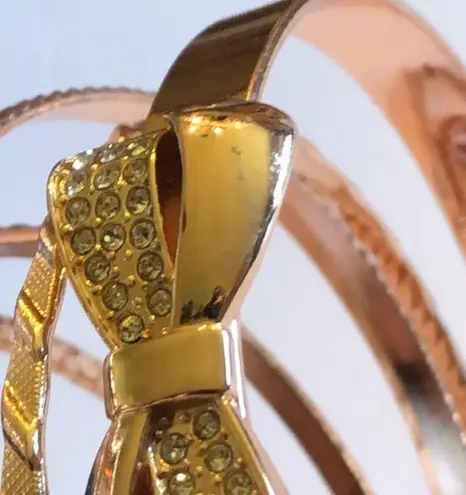 5 Rose Gold Tone Bangle Bracelets CZ Bow Bangle