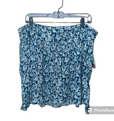 Abound  Blue/White Floral Drop Waist Miniskirt, XL