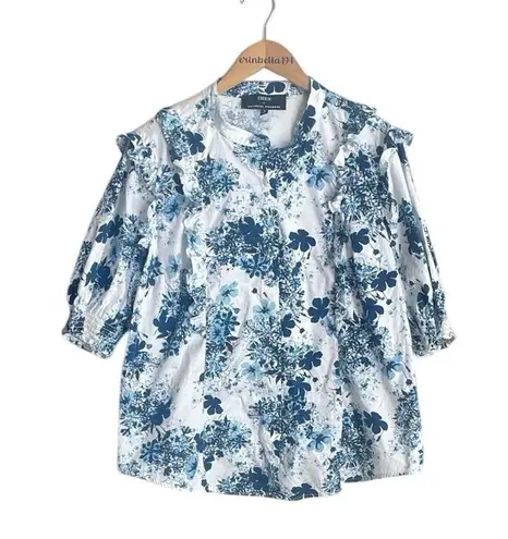 Universal Standard x Erdem Kalina Short Sleeve Ruffle Shirt