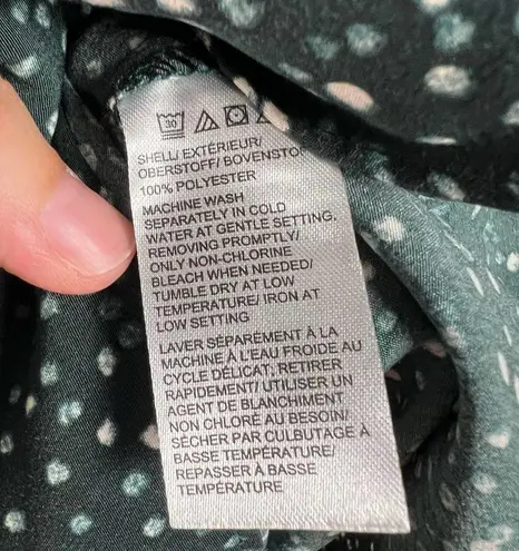 H by Halston Green Scattered Dots Print Long Sleeve A-Line Dress Size M NWT