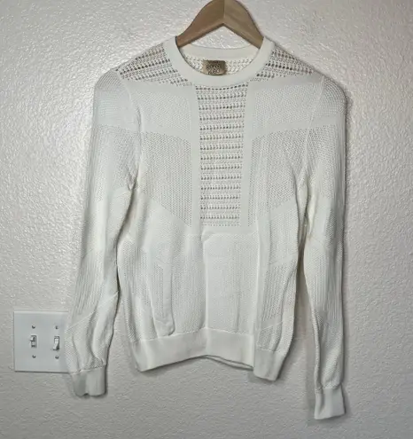 Torn By Ronny Kobo White Knit Sweater Top Size S