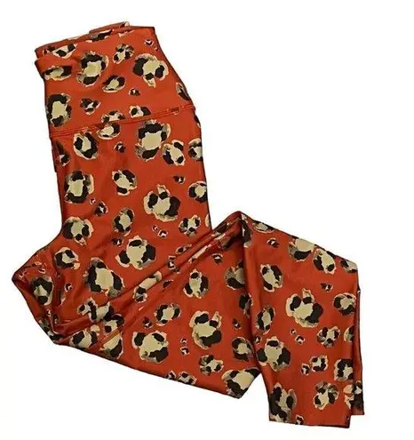 Carbon 38 Womens Printed High Rise 7/8 Legging Orange Animal Camo Size Small