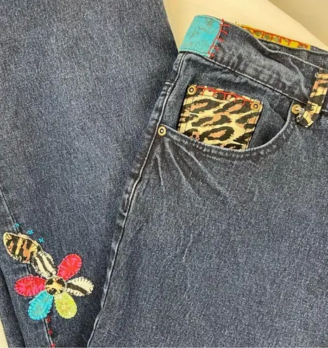 Diane Gilman DG2 Patched Boho Floral Straight Leg Jeans Women’s Size 16
