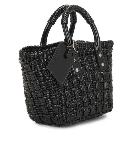 8 Other Reasons Black Woven Tote Bag Top Handle Shoulder Strap 8x7.25 x4.5 NEW