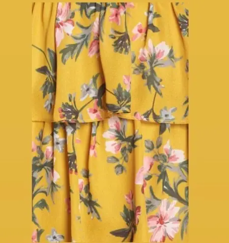 Avec Les Filles Tiered Satin Ruffle Dress, Multi Yellow Gold Size 6 Retail $158