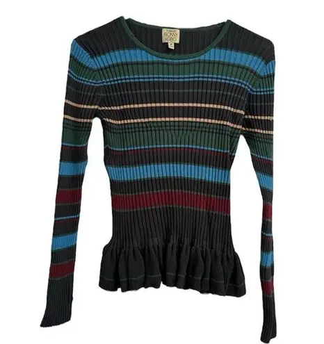 Torn By Ronny Kobo Striped Flare Long Sleeve Shirt Size M