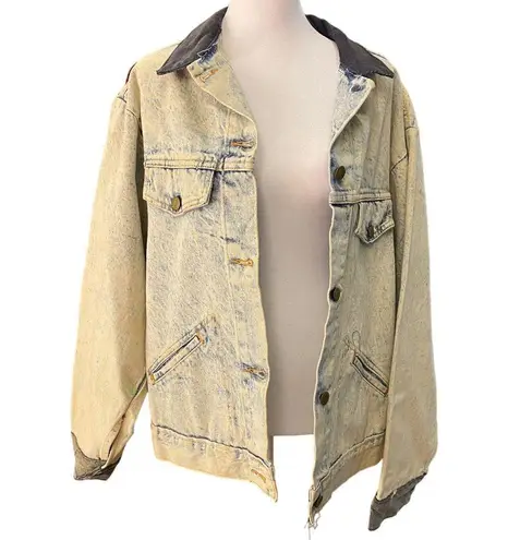 American Vintage Vintage 80s Acid Wash Denim Trucker Jacket Corduroy Collar Womens Size Large