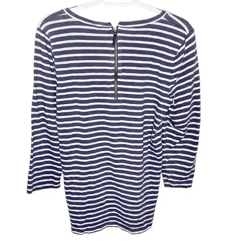 J Crew Factory striped cotton Crewneck long sleeve zip back t
