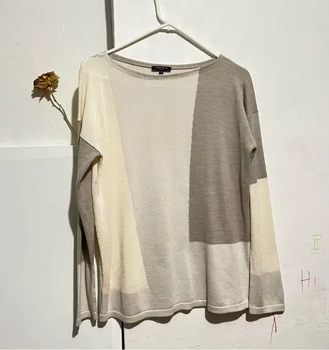 Lafayette Color block sweater silk wool blend :Box H: Tan