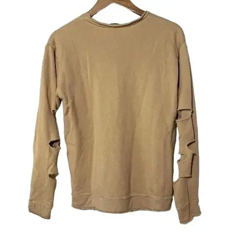 Alala Cypher Sweatshirt Destroyed and Distressed Tan Size Small