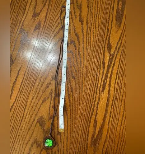 Four Leaf Clover Necklace Green With Brown Cord New