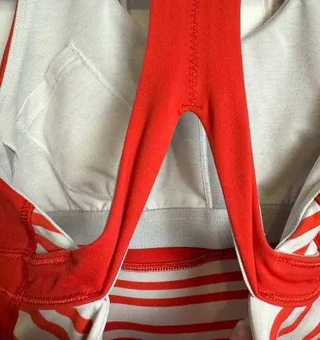 Lululemon  Run Fast Track Tank Top Built In Bra Red And White Stripe