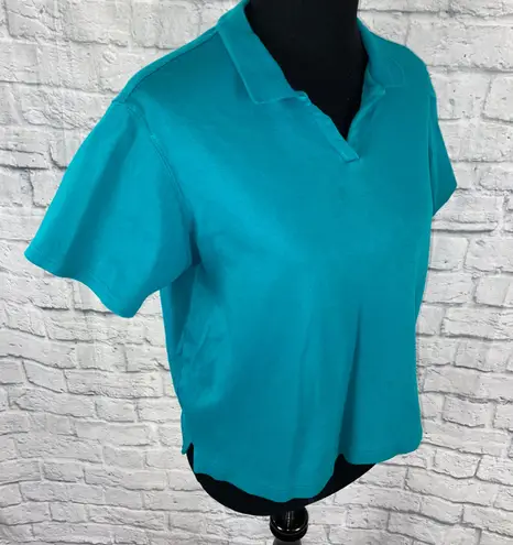 Classic Elements petite 100% cotton short sleeve collared vneck sz L 14/16