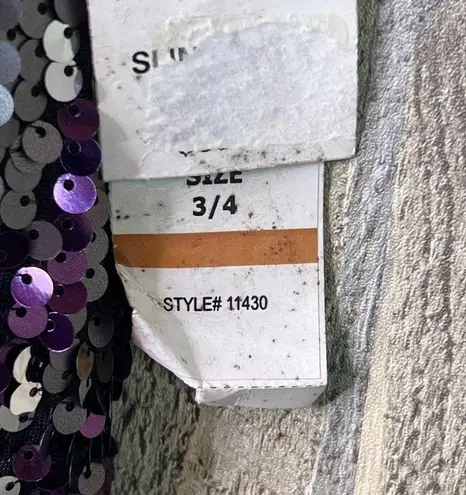 Jump Apparel Size 3/4 Plum Silver Black Sequined Sleeveless Strapless Mi…