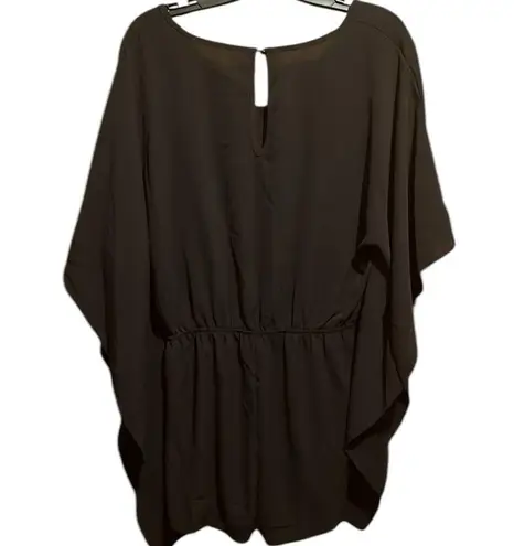 Elegant Black Women's Bat sleeved tie front Romper size small