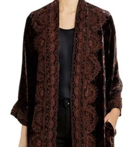 Johnny Was Maude heavily embroidered velvet duster jacket NWT