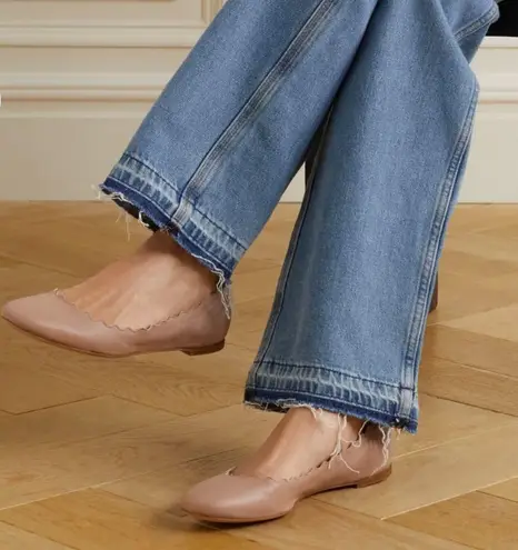 Chloé Chloe Lauren Scalloped Leather Pink Tea ballets flats size 39/9