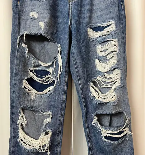 Cello High Waisted Ripped Blue Jeans Distressed Straight Leg Denim Jeans Size 5