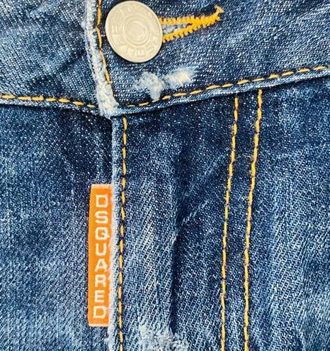 Dsquared2 Paint Splatter Skinny Jeans Size 40 Size 4 Medium Wash Rigid Denim - Image 8