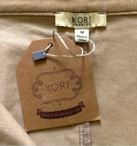 Kori  Camel Tan Fine Corduroy Button Front Lightweight Mini Skirt Medium NEW