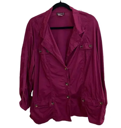 XCVI π« Lightweight Ruched Cotton Utility Jacket/Blazer Light Olive Green 2X