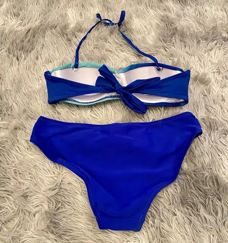 Women’s 2 Piece Halter Push Up Twist Detail Bikini Blue NWT
