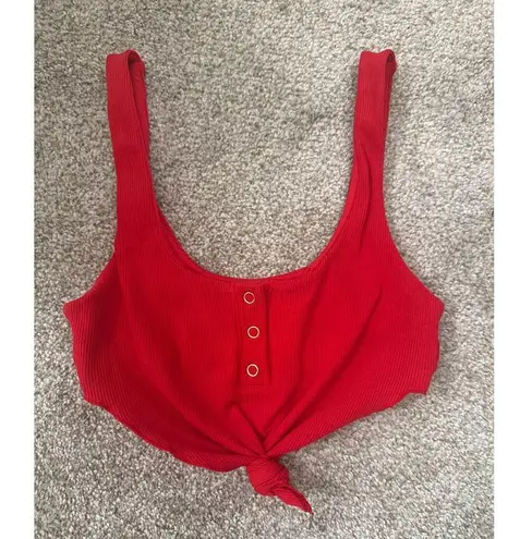 Beach Bunny Red Tide Knot Snap Buttons Bralette Bikini Top, S
