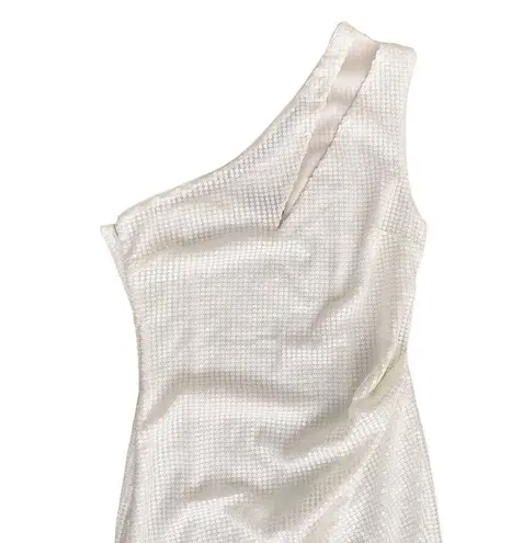 Michael Costello x Revolve White Sequin One Shoulder Dress Sz M