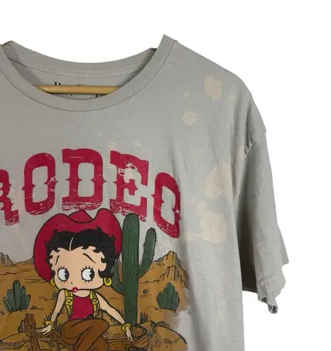 Betty Boop VINTAGE Y2K Rodeo Cowboy Bleach Dye Tee Size L
