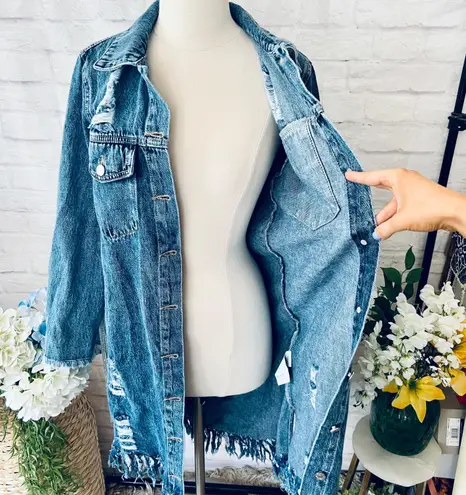 Boutique Long Tassel Back Denim Jacket