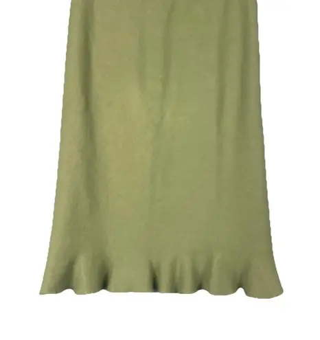 Geiger Wool 2 Piece Green Embroidered Floral Vintage Skirt Jacket Set Size 34