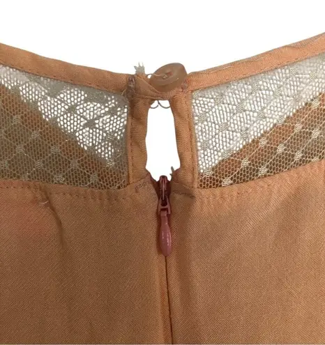 Vintage Nameless Peach Lightweight Delicate Lace Spaghetti Strap Midi Dress Orange