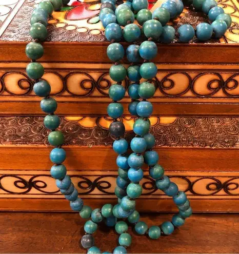 Barse Brand BARSE Genuine Azurite Magnesite Beaded Matte Necklace NWT 60”