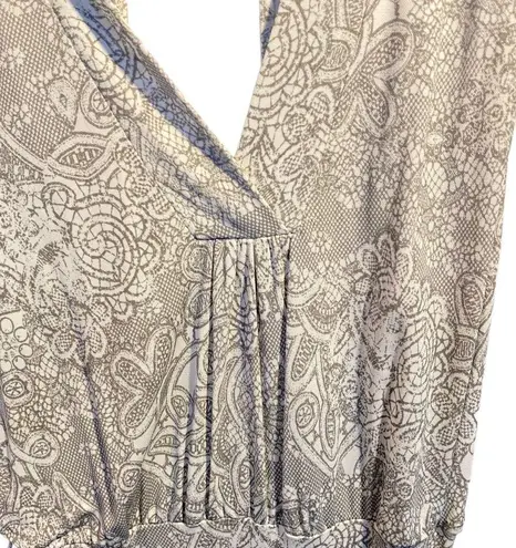 Atos Lombardini Womens Sz 40 / XS Floral Gray White Open Back Sleeveless Dress