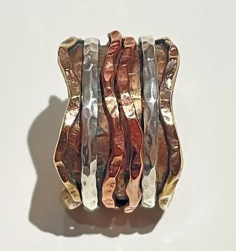 Tri Tone Metals Spinner Meditation Ring Size 8 Gold Silver Copper Jewelry