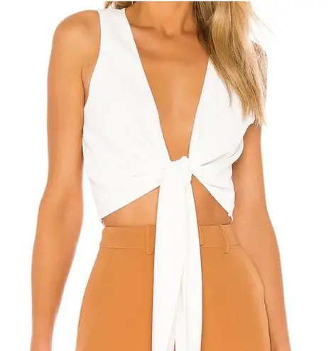 L'Academie The Aeris Crop Top White Front Tie Closure Medium M NEW