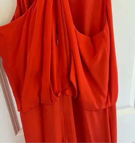 Tibi Maxi Sleeveless Orange Red Silky Halterneck Dress | Size 2