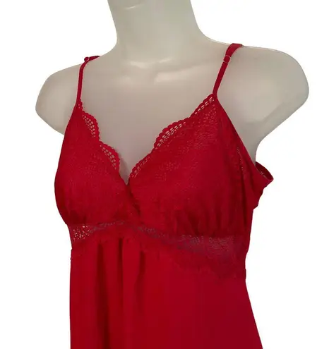 INC Red Lace Trim Robe & Chemise Set L Womens Intimates Sleepwear Polyester/Span Size L