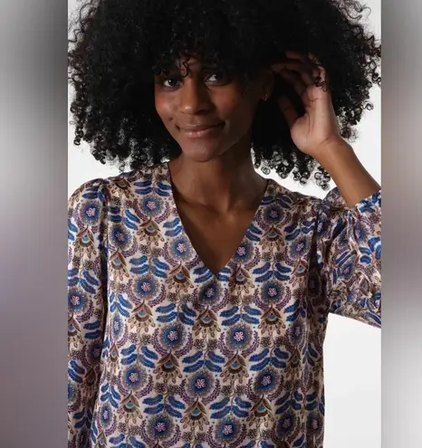 Retro 70s Vibe Long Puff Sleeve Straight Mini Dress Deeluxe Women Size Small