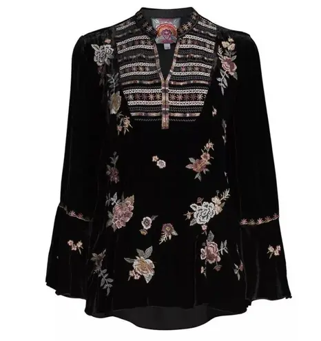 Johnny Was Sisilia Embroidered Velvet Peasant Blouse and cropped pant set NWT