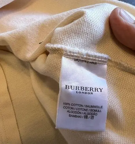 Burberry  London Polo Short Sleeve Nova Check Trim Chest Logo Cream S Off White