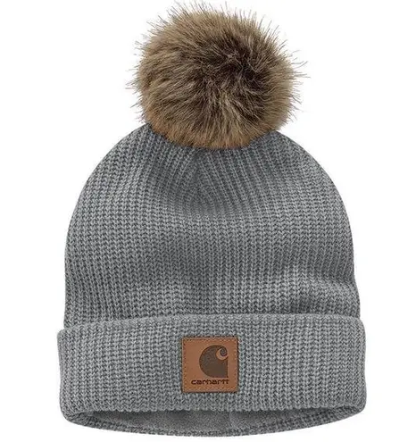 Carhartt  grey faux fur pom pom beanie